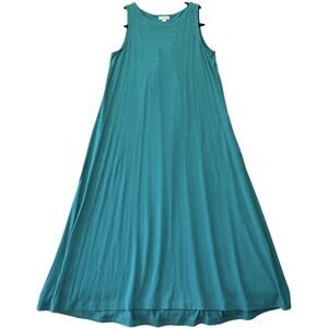 J.JILL Jersey Knit Sleeveless Midi Dress Women's Size XS Petite Teal Green Blue